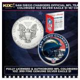 San Diego Chargers Official NFL Team Colorized 1oz