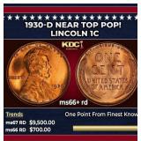 1930-d Lincoln Cent Near Top Pop! 1c ms66+ rd SEGS