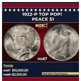 1922-p Peace Dollar TOP POP! $1 ms67 SEGS