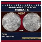 1896-p Morgan Dollar Near Top Pop! $1 ms67 SEGS