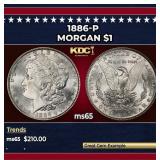 1886-p Morgan Dollar $1 Grades ms65