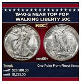 1940-s Walking Liberty Half Dollar Near Top Pop 50