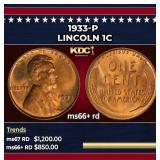 1933-p Lincoln Cent 1c ms66+ rd SEGS