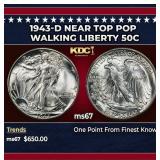 1943-d Walking Liberty Half Dollar Near Top Pop 50