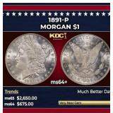 1891-p Morgan Dollar $1 ms64+ SEGS