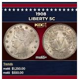 1908 Liberty Nickel 5c ms65+ SEGS
