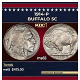 1914-p Buffalo Nickel 5c Grades ms65
