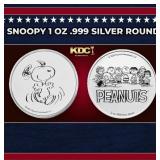 Snoopy 1 oz .999 Silver Round Round