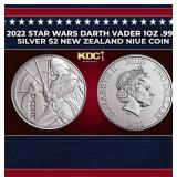 2022 Star Wars Darth Vader 1oz .999 Silver $2 New