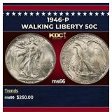 1946-p Walking Liberty Half Dollar 50c Grades ms66