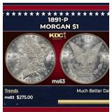 1891-p Morgan Dollar $1 Grades ms63