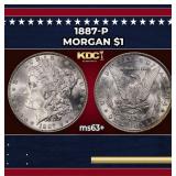 1887-p Morgan Dollar $1 Grades ms63+