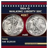 1934-d Walking Liberty Half Dollar 50c ms65 SEGS