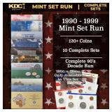 1990-1999 Full Decade Mint Set Run - 128 Coins, 10