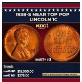 1938-s Lincoln Cent Near Top Pop 1c ms67+ rd SEGS