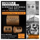 GIMBLES RARE 10 Coin Peace Silver Dollar Roll Unc