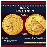 1914-d Gold Indian Quarter Eagle $2 1/2 ms65 SEGS