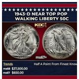 1943-d Walking Liberty Half Dollar Near Top Pop 50