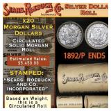 20 SEARS Morgan Silver Dollar $1 Roll CIRC 1892/