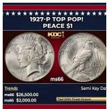 1927-p Peace Dollar TOP POP! $1 ms66 SEGS