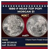 1886-p Morgan Dollar Near Top Pop! $1 ms67+ SEGS