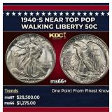 1940-s Walking Liberty Half Dollar Near Top Pop 50
