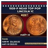 1939-p Lincoln Cent Near Top Pop 1c ms67+ rd SEGS