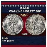 1940-p Walking Liberty Half Dollar 50c Grades ms66