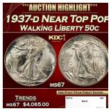 1937-d Walking Liberty Half Dollar Near Top Pop 50