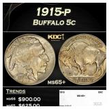1915-p Buffalo Nickel 5c ms65+ SEGS