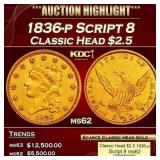 1836-p Script 8 Classic Head Gold Quarter Eagle $2
