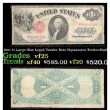 1917 $1 Large Size Legal Tender Note Grades vf+ Si