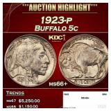 1923-p Buffalo Nickel 5c ms66+ SEGS