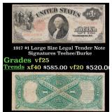 1917 $1 Large Size Legal Tender Note Grades vf+ Si
