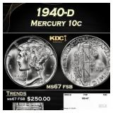 1940-d Mercury Dime 10c ms67 fsb SEGS