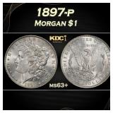 1897-p Morgan Dollar $1 Grades ms63+