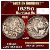 1925-d Buffalo Nickel 5c ms65 SEGS