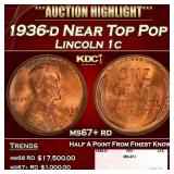 1936-d Lincoln Cent Near Top Pop 1c ms67+ rd SEGS