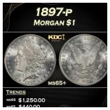1897-p Morgan Dollar $1 Grades ms65+