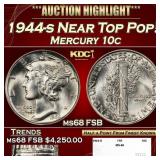 1944-s Mercury Dime Near Top Pop! 10c ms68 FSB SEG