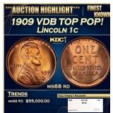 1909 VDB Lincoln Cent TOP POP! 1c ms68 rd SEGS