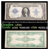 1923 $1 large size Silver Certificate Grades vf+ S