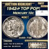 1942-p Mercury Dime TOP POP! 10c ms68+ FSB SEGS