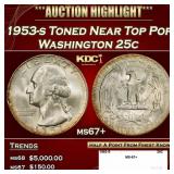 1953-s Washington Quarter Toned Near Top Pop 25c m