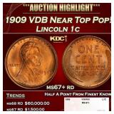 1909 VDB Lincoln Cent Near Top Pop! 1c ms67+ rd SE