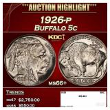 1926-p Buffalo Nickel 5c ms66+ SEGS