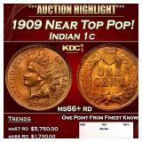 1909 Indian Cent Near Top Pop! 1c ms66+ rd SEGS