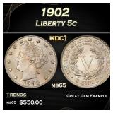 1902 Liberty Nickel 5c Grades ms65