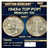 1943-d Mercury Dime TOP POP! 10c ms68+ fsb SEGS