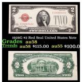 1928G $2 Red Seal United States Note Grades Choice